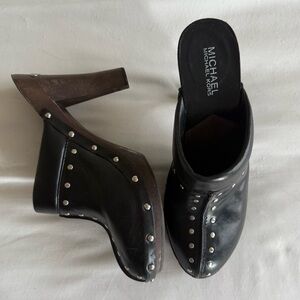 Michael Kors Black and Brown Studded Mules